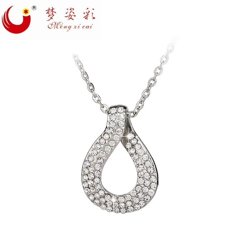 MZC Ethnic Unisex white Chain Water Drop Crystal Pendant Necklaces for Lovers Girlfriend Necklace Collier Femme Bulgaria Jewlry