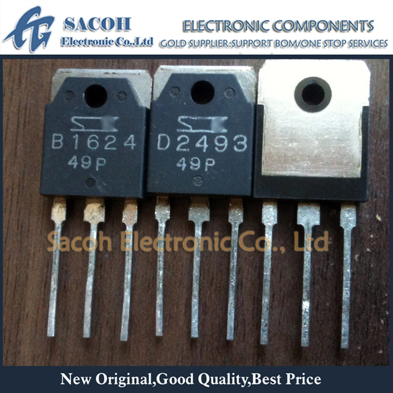 New Original 2Pairs(4Pcs)/Lot 2SB1624 B1624 + 2SD2493 D2493 TO-3P Silicon PNP + NPN Epitaxial Planar Transistor