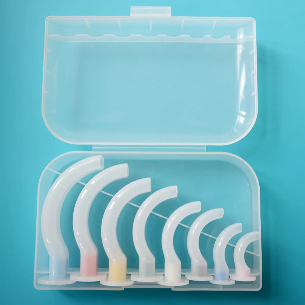 8 Pieces Disposable White Color Coded Airway Tube With Plastic Case Gas Guide Tube For Patients Box Package