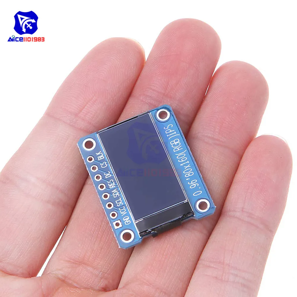 0.96 Inch 7Pin Full Color 80*160 TFT LCD IPS Screen Display Module SPI Interface ST7735 IC Driver for Arduino C51 STM32 3.3V