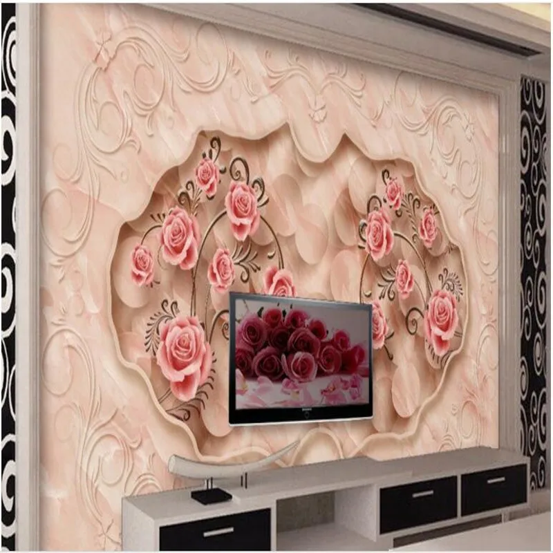 

wellyu Custom large - scale murals Jane European style marble three - dimensional TV sofa background wall wallpaper