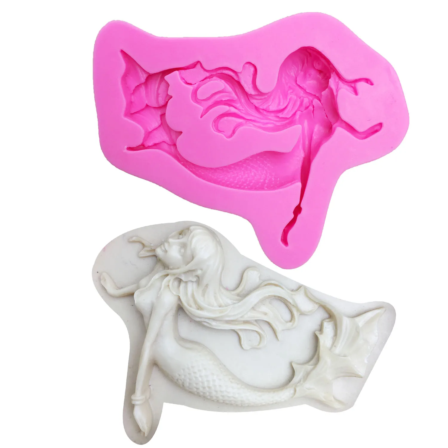 M0518 Mermaid girl Design 3D Silicone Mold Chocolate Fondant Cake Decorating Tools