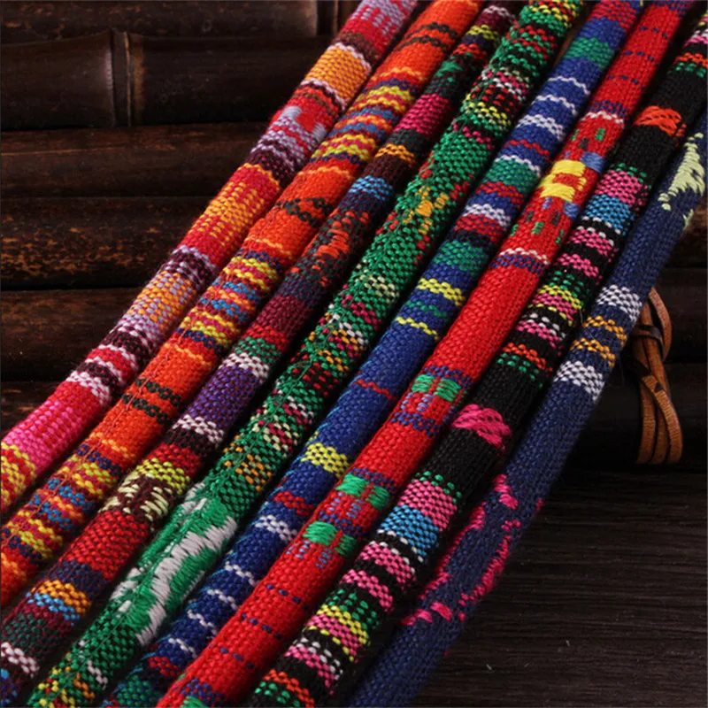 10 Meters Multi Colors Cotton Cord Handmade 6mm Round Fabric Ethnic Rope Textile Wrap Embroider Cords for DIY Bracelets Making