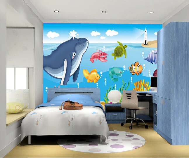 

Custom papel DE parede infantil,cartoon Marine animal murals for children room sitting room wall waterproof wallpaper