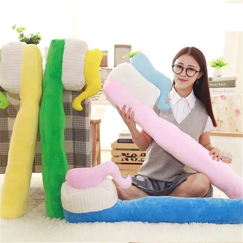 

90CM One Piece Creative Toothbrush Pillow PP Cotton Stuffed Sleeping Pillows Plush Toy Sofa Decoration Office Cushions 4 Colors