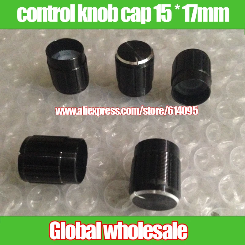 100pcs aperture of 6mm black aluminum potentiometer knob / rotary switch volume control knob cap 15 * 17mm