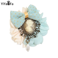 YiYaoFa Handmade Jewelry Vintage Head Bow Brooch for Girl Corsage Pin Antique Brooch Buckle Women Party Accessories YBR-07