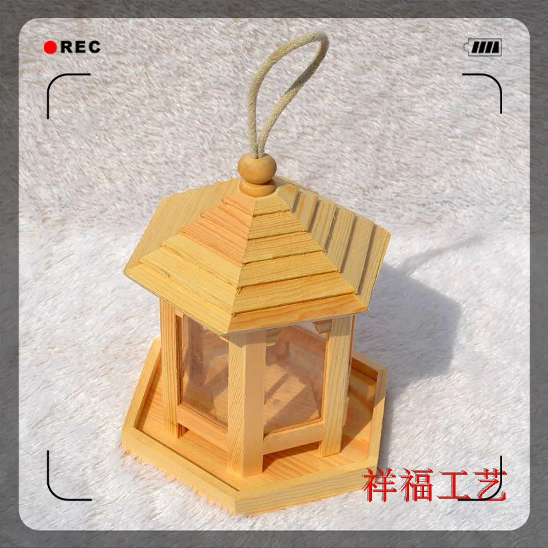 The new natural preservative outdoor wood preservative observed nest nest can hang decorative bird house wooden cage Toys