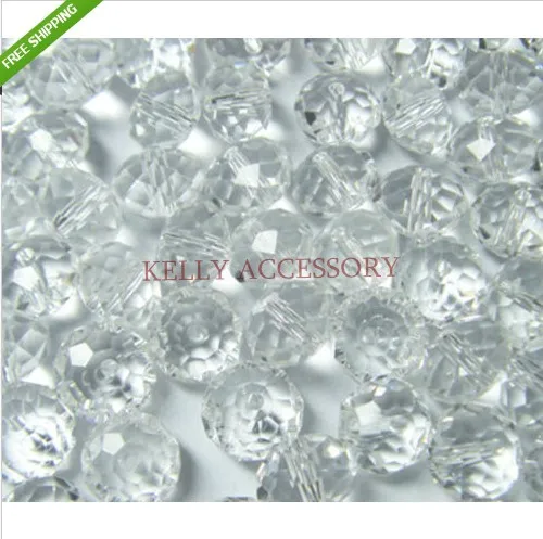 Wholesale 140pcs/lot 8MM Clear White Faceted Crystal Rondelle Beads Loose Glass Spacer Beads For Jewelry Making Craft DIY Beads