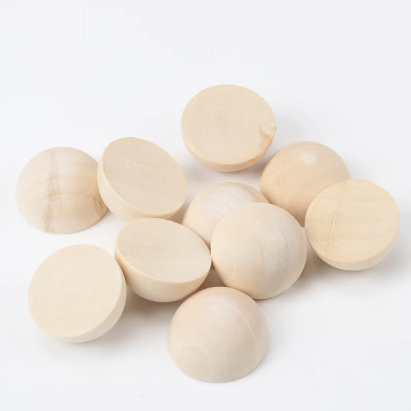 Wooden color Half Round Wood Flatback Beads for Scrapbook DIY Decoration 10pcs 24x13mm