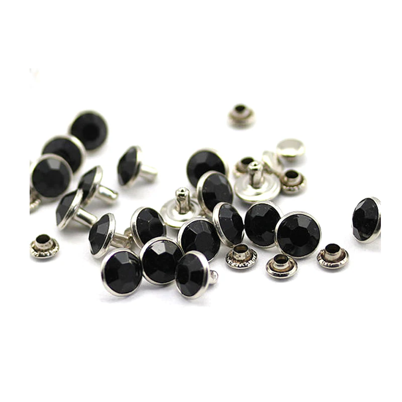 10mm Black Loose Acrylic Rhinestone Rivets