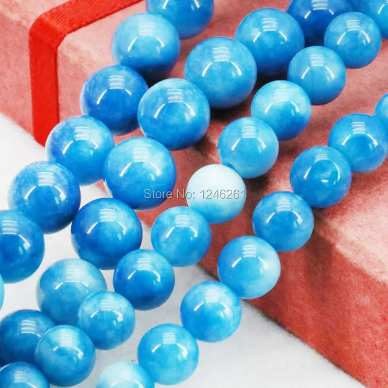 

8/10mm Multicolor Accessories Blue Peach blossom Chalcedony Stone Loose Beads DIY Jewelry Making Design For Women Gilrs Gems