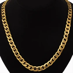 Hip Hop Jewelry Long Chunky Cuban Link Chain Golden Necklaces With Thick Gold Color Stainless Steel Neck Chains For Men Jewelry