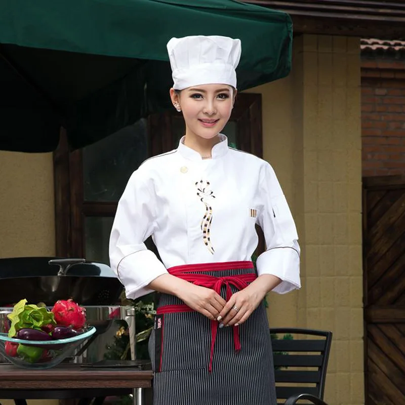 Chef's Long Sleeve Outfit Hotel Kitchen Uniform Hotel Restaurant Kitchen Man Chef Jacket Work Wear Uniform Cook Clothes B-5571