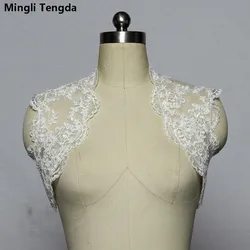 Mingli Tengda-Chaqueta de encaje de color marfil/blanco para mujer, chal de Boda nupcial, aplique, Bolero de envoltura de encogimiento de hombros, chaqueta de boda hecha a medida