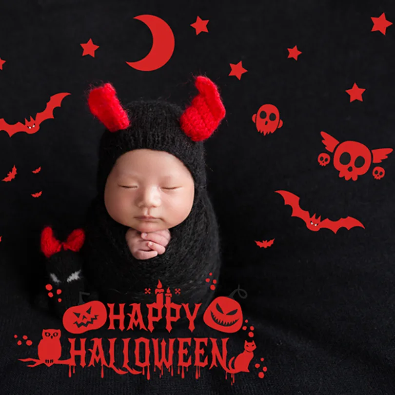 Baby Halloween Gift Cute Newborn Animal Hat Photography Props Knit Stuffed Toy Crochet Hat and Toy Set Photo Props Boy Bonnet