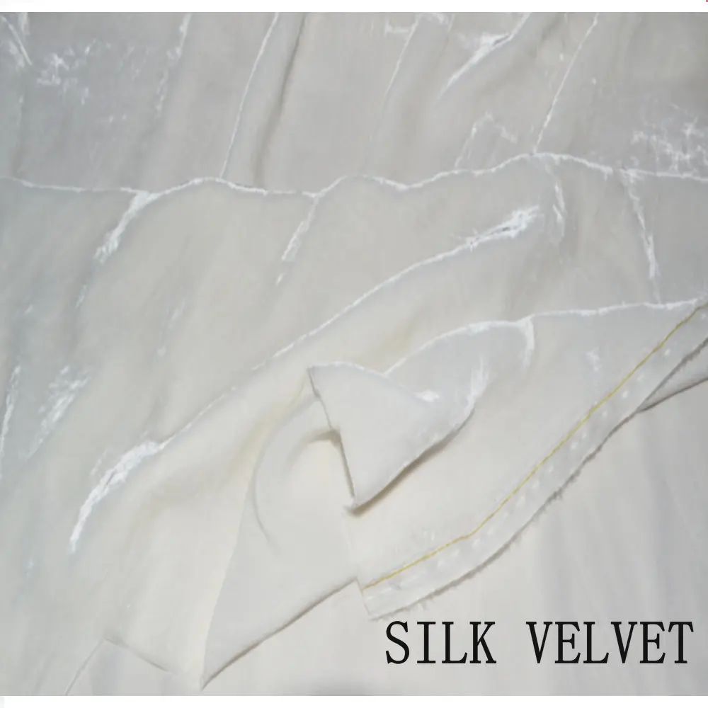 Nature White  190gsm High Quality Silk Velvet Fabric For Silk velour dress silk fabric