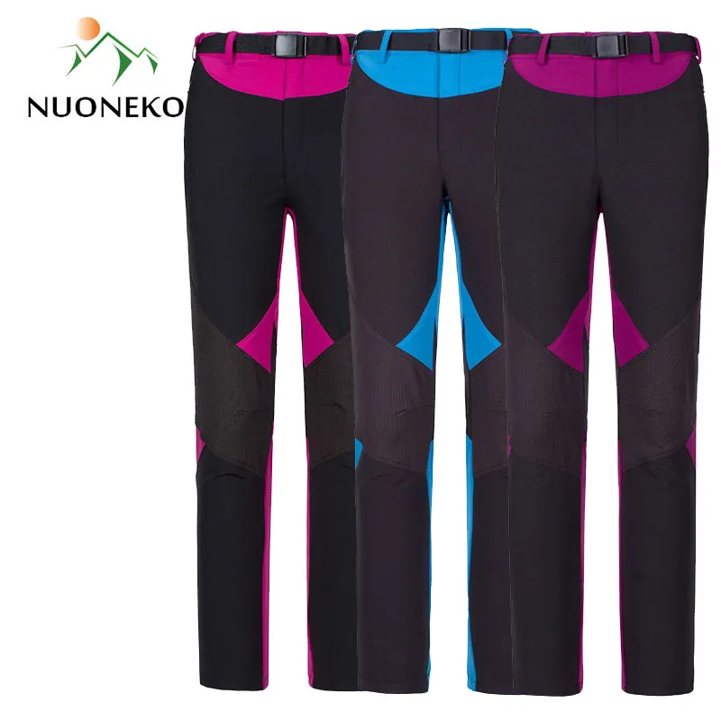 NUONEKO Women's Quick Dry Outdoor Hiking Pants Summer Sports Elastic Waterproof Pants Camping Trekking Climbing Trousers PN32