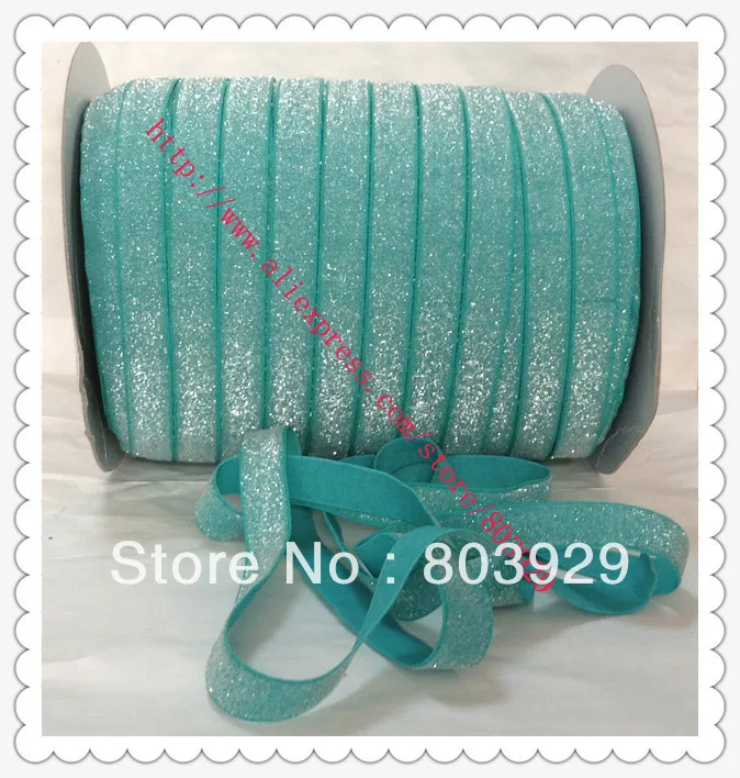 Stretch Metallic Headband Ribbon Jade Sparkle Ribbon   3/8