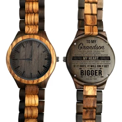 YOU'RE CAPABLE OF ACHIEVING ANYTHING - ENGRAVED WOODEN WATCH FOR GRANDSON QUARTZ AUTOMATIC MEN WATCH