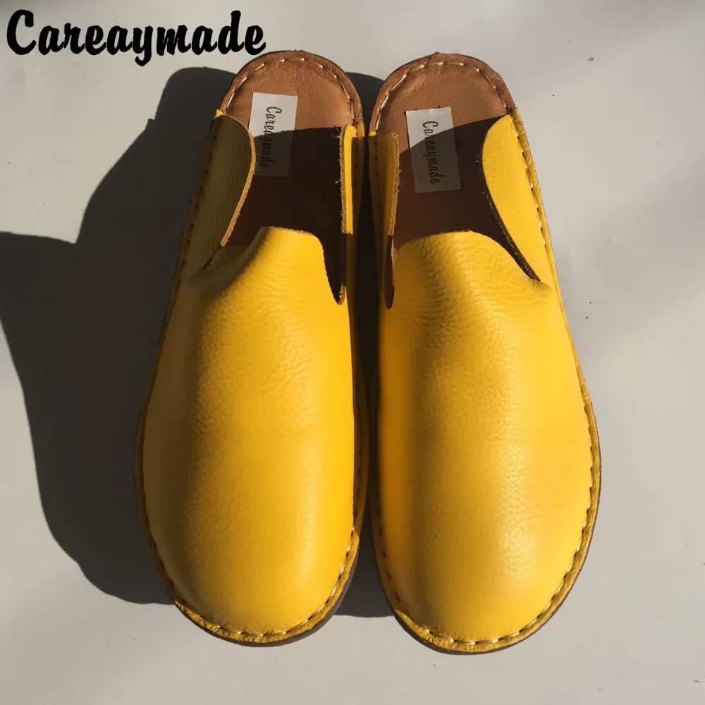 Careaymade-New Genuine leather shoes,Pure handmade flat shoes,Women the retro art mori girl slippers,Women fashion Casual shoes