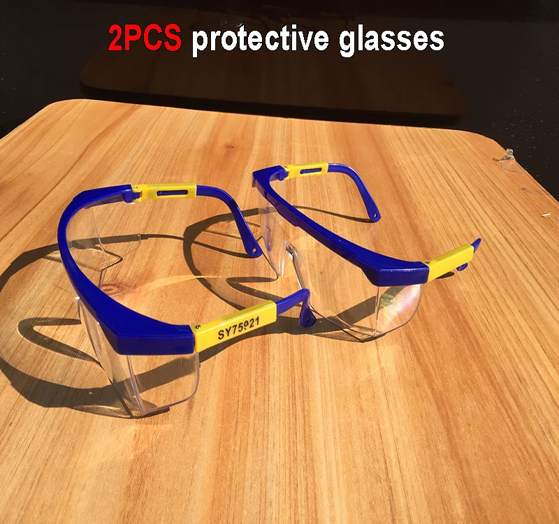 2PCS high quality protective glasses Yellow leg adjustable size safety glasses Anti-shock Anti-splash outdoor labor goggles