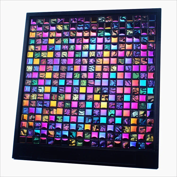 15mm Rainbow Iridescent Electroplate Crystal glass Mosaic Tiles, kitchen bathroom shower fireplace DIY Wall Decorate