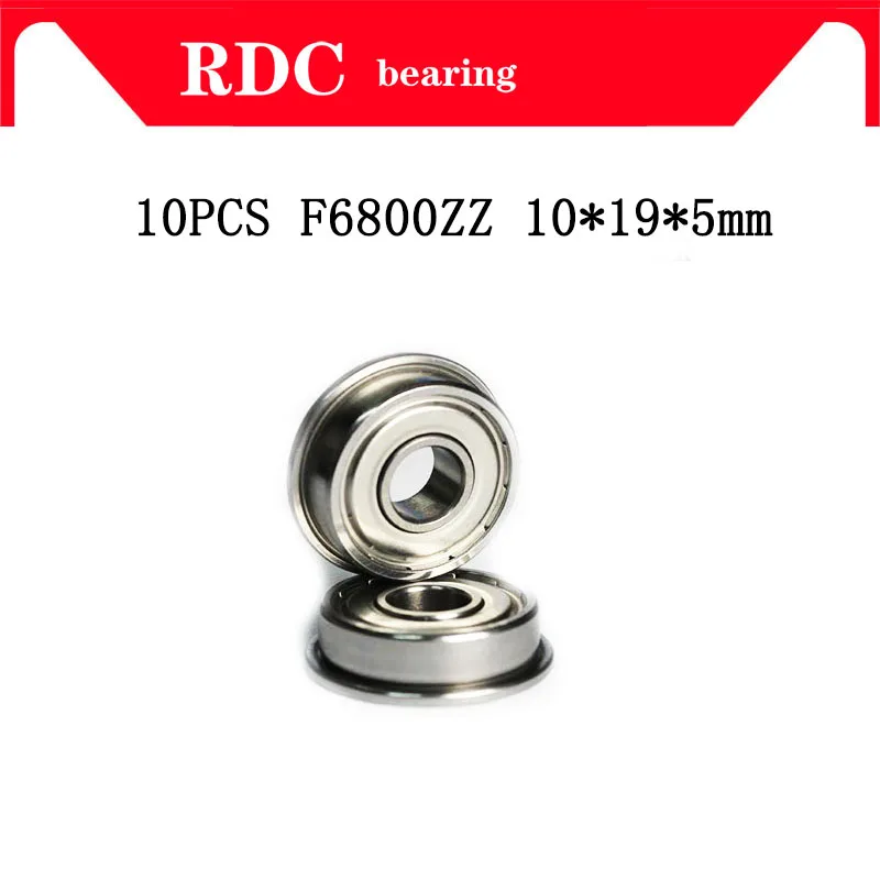 High quality 10pcs ABEC-5 F6800ZZ F6800-2Z 10x19x5 mm flanged Bearing Ball Bearings F6800 ZZ F6800Z Metal Shielded Factory sales