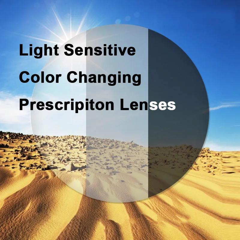 1.67 Light-Sensitive Photochromic Single Vision Optical Prescription Lenses Fast and Deep Gray and Brown Color Changing Effect