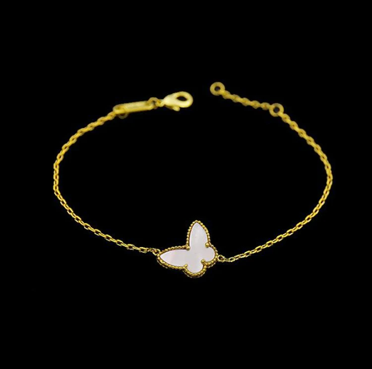 Top Quality OL Style Brand Jewelry Gold Color Fashion Black White Shell Butterfly Charm Bracelet&Bracelets for Women