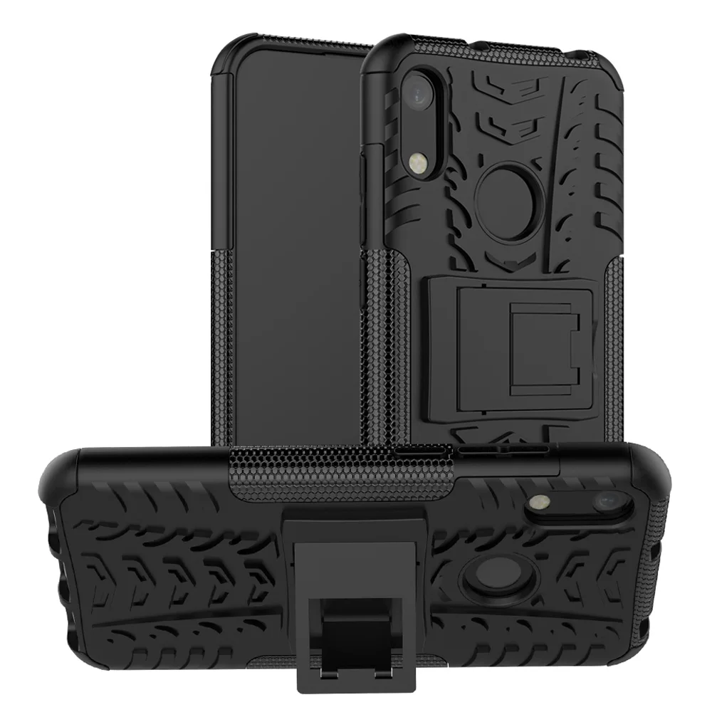 For Huawei Honor 8A / Y6 Pro 2019/ Y7 Pro 2019 Case Dual Layer Tire Pattern Shockproof Armor Case With Kickstand Cover