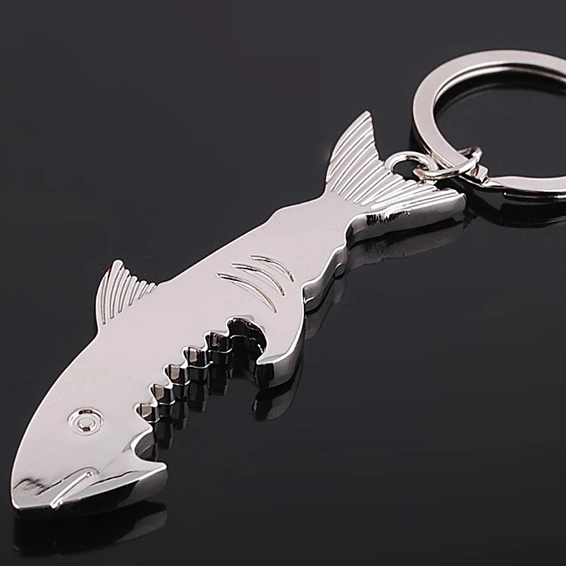 Creative Keychain Bottle Opener, Shark and Fish Shape Key Chain, Beer Openers, Can Openers, Alloy Shark Shape, 200PCs