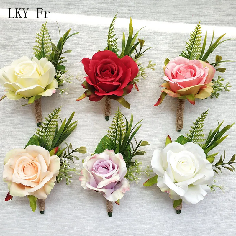 LKY Fr Boutonniere Flowers Corsage Pin Boutonniere Buttonhole Men Wedding Bracelet Bridesmaid Wedding Buttonhole Witness Corsage