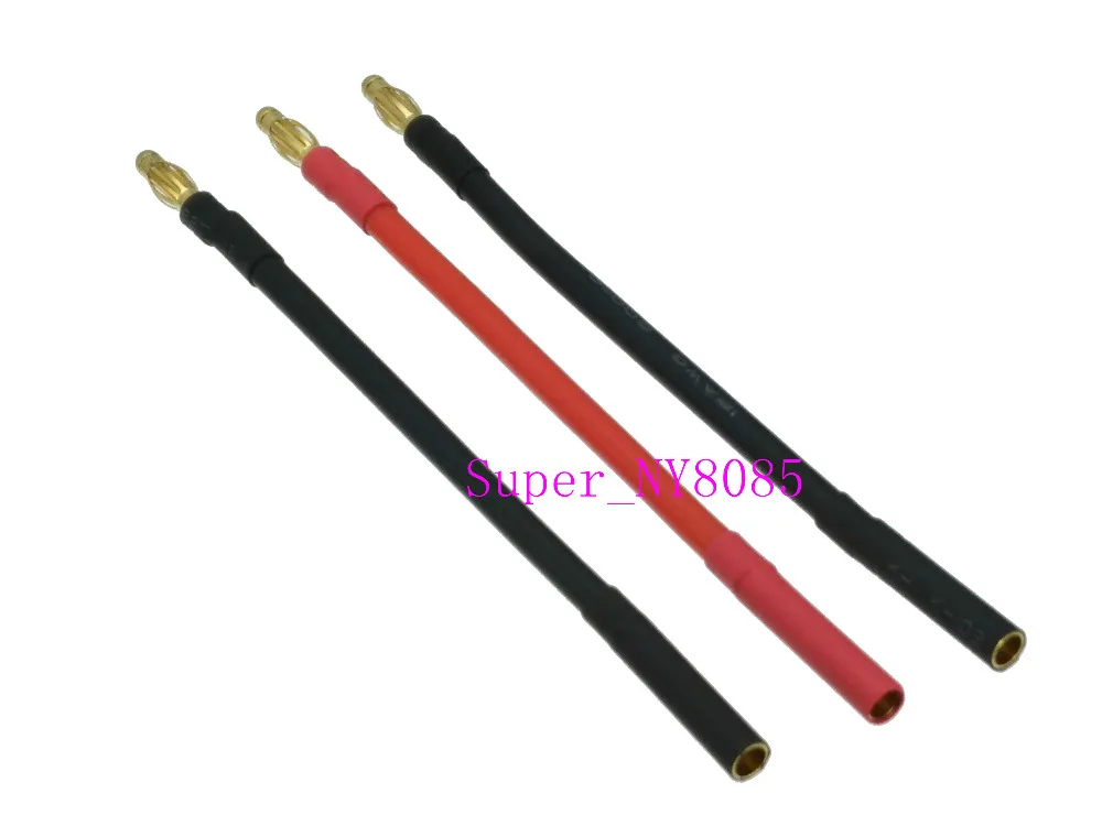 3 sztuk/zestaw 4mm Banana Bullet męski na żeński 14AWG 10CM drut do baterii RC