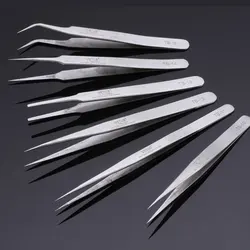 6pcs/lot Vetus Precision Tweezers Stainless Steel Curved Straight Tip Forceps for Mobile Phone Electronic DIY Repair Hand Tools