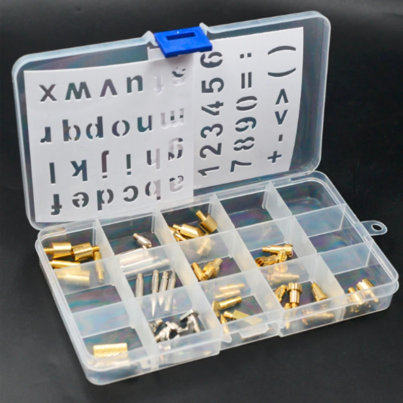 57pcs/set Wood Embossing Burning Pen Tip Stencil Soldering Iron Pyrography Working Carving Tool Kit For Hobby Craft