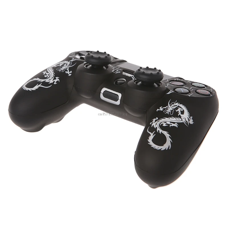 ใหม่มังกรจีนซิลิโคน Gamepad + 2 จอยสติ๊กสำหรับ PS4 Controller