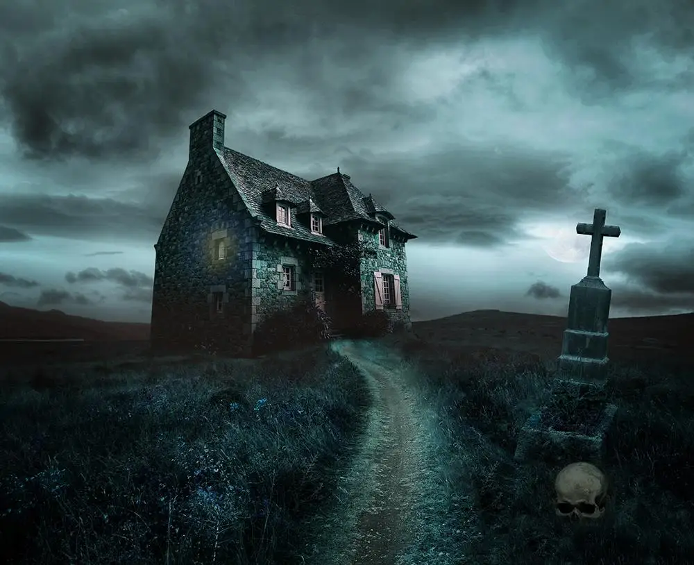Capisco Scary Haunted House Photography Background Ghost Tomb Gravestone Halloween Party Backdrops Photo Studio Props