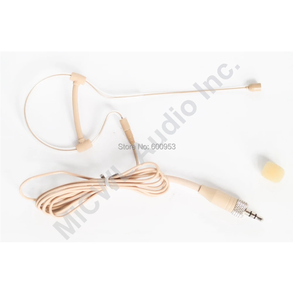 Low Profile Light-weight Headset Headworn Earhook Microphone For Sennheiser AKG Shure Wireless System MIC-J S90 Beige Omni