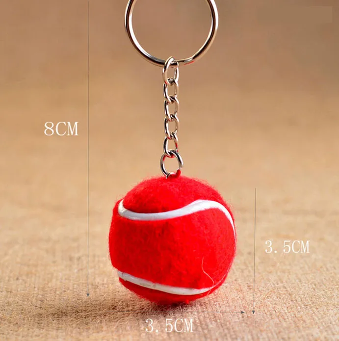 6 Color Key Chain Tennis Ball Metal Keychain Car Key Chain Key Ring sports chain sliver color pendant Hot Selling  #17112