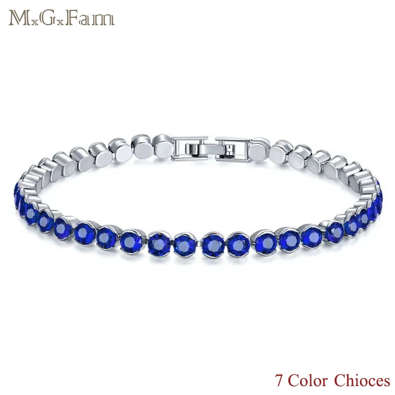 MxGxFam 7 Color Choices White Gold Color Small Bracelets For Women 19 cm AAA+ Cubic Zircon Good Quality