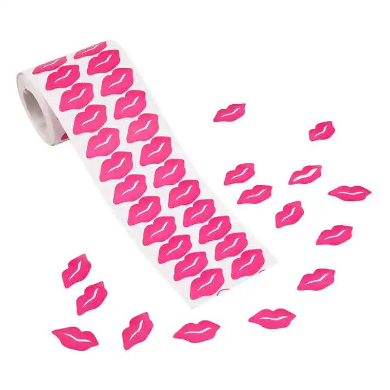 Perforated Lip Stickers Kissing Lips Removable Body Stickers for DIY Decorating Crafting, Rosy Color, Total 1000 Stickers