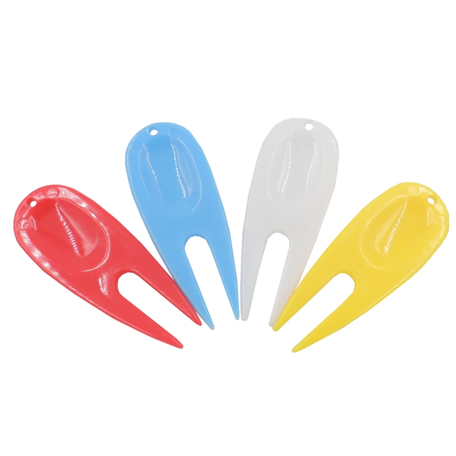 1Pcs Plastic Golf Ball Divot Tool Golf Pitch Fork Putting Green Repair Kit Golfer Training Accessories White Blue Red Yellow