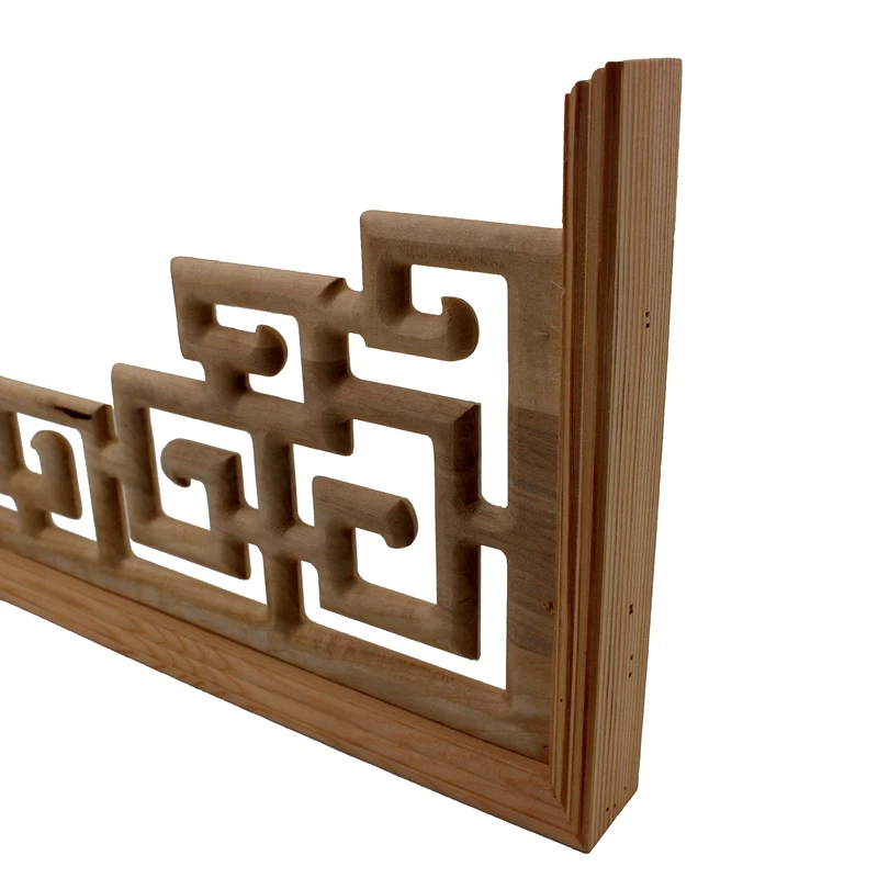 Chinese Style  Home Wedding  Accessories Furniture Appliques Wood Carving Corner Wooden Decor Frame Wall Door Woodcarving Decal