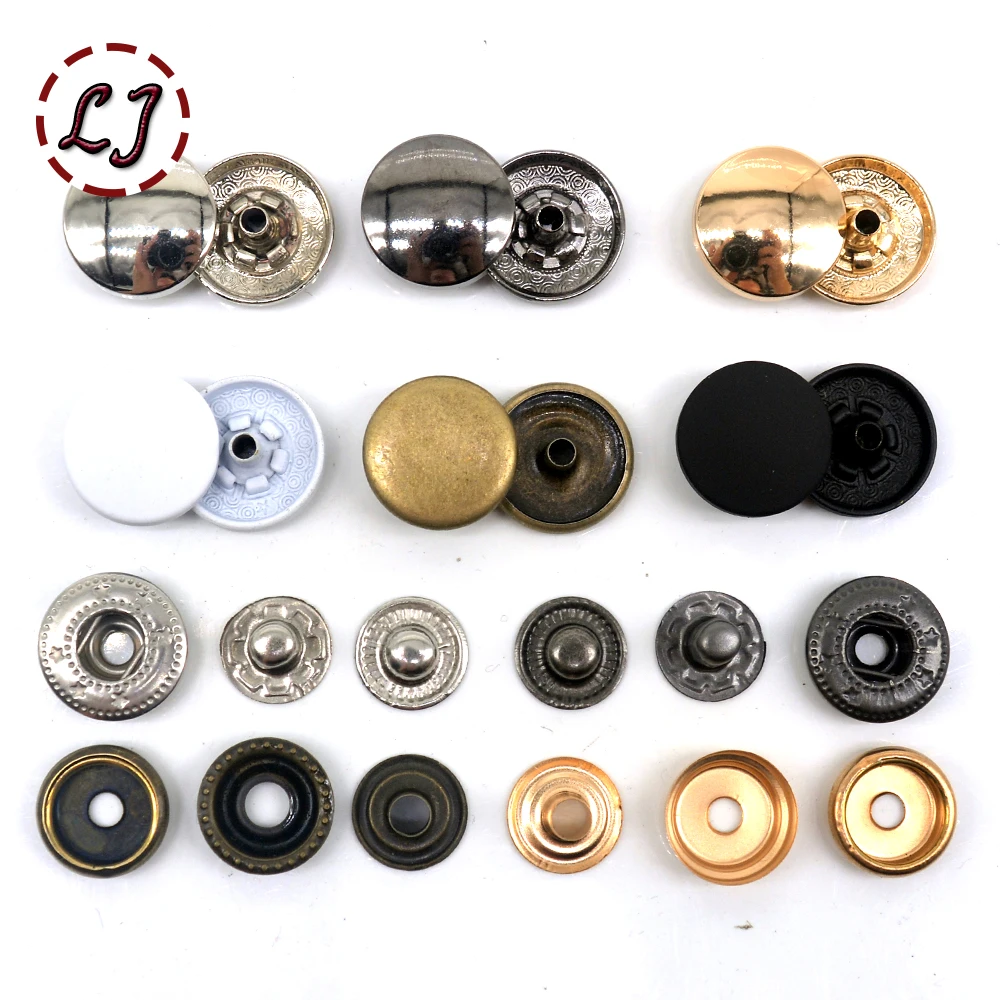 30sets Metal brass Press Studs Sewing Button Snap Fasteners Sewing Leather Craft Clothes Bags handmade DIY 831/633/655/201/203