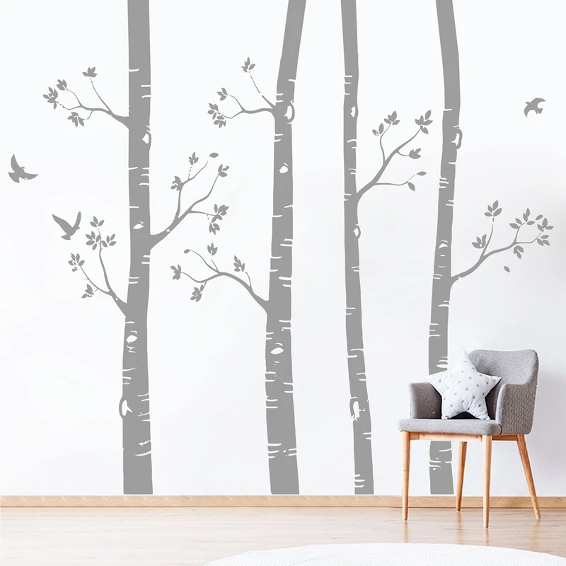 

Large Birch Trees and Birds Sticker Nursery Wall Art Decals Nature Trees Removable Vinyl Sticker Decals Baby Room Wall Art Decor