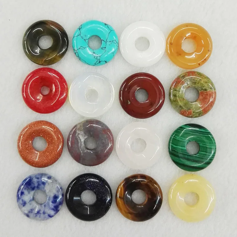 

Wholesale 20pcs assorted natural mixed gogo donut pendants beads Fashion round Safety buckle beads For jewelry making free