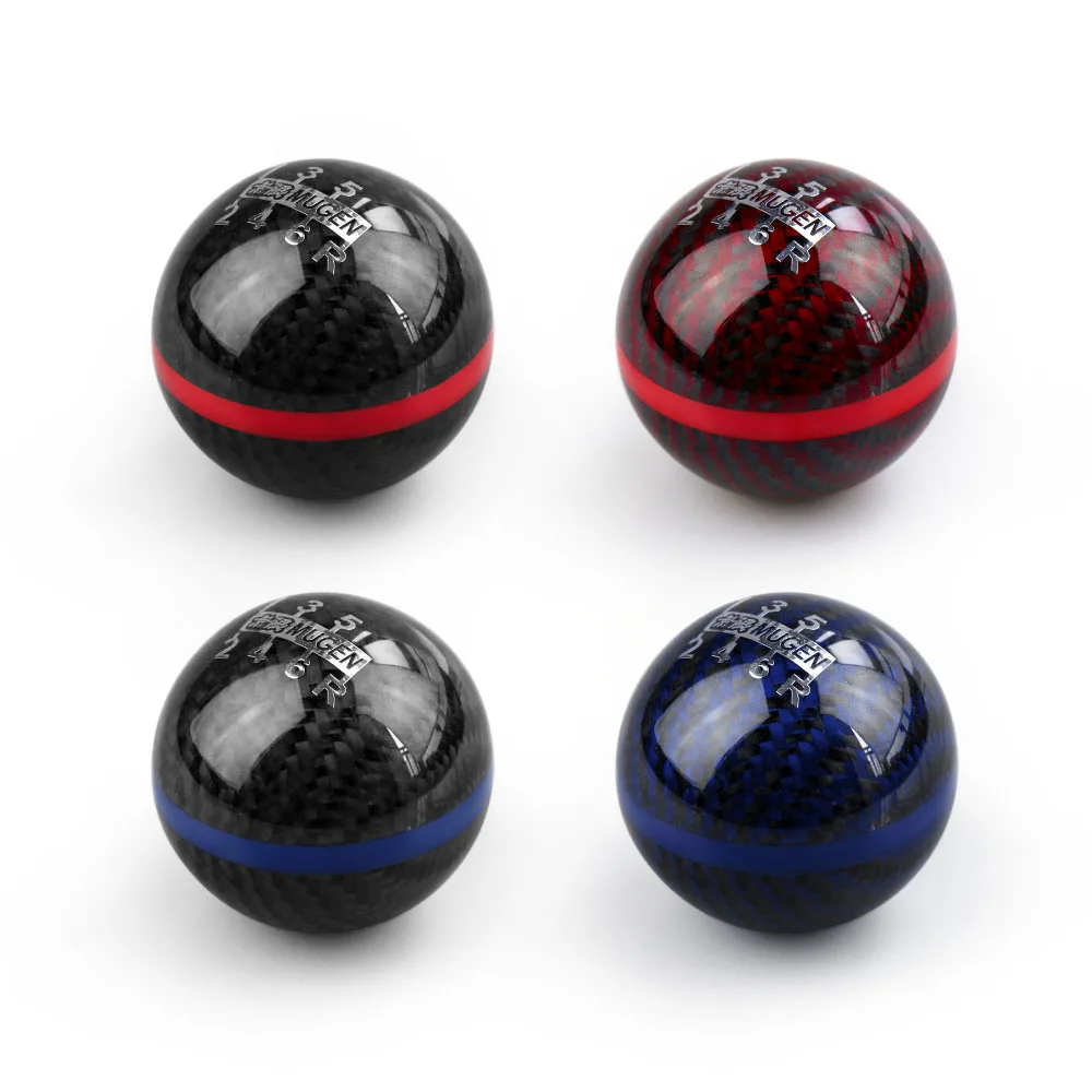 RASTP Mugen Power 6 Speed Racing Gear Shift knob Black Carbon Fiber With Red Line Or Blue Line RS-SFN013