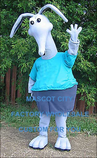 

Deluxe Custom Made White Aardvark with Attitude Aardvark Anteaters Mascot Costume Adult Size Cartoon Character Mascotte SW1170