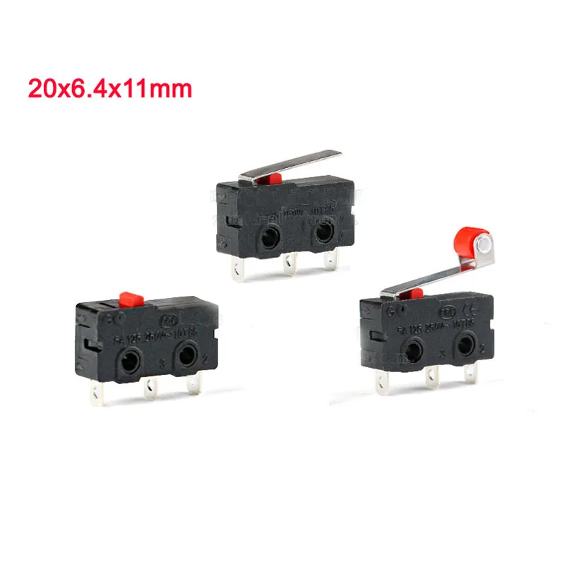 10pcs 20*6.4*11mm Travel Lead Limit Switch Without Handle/ With Handle/ With Roller